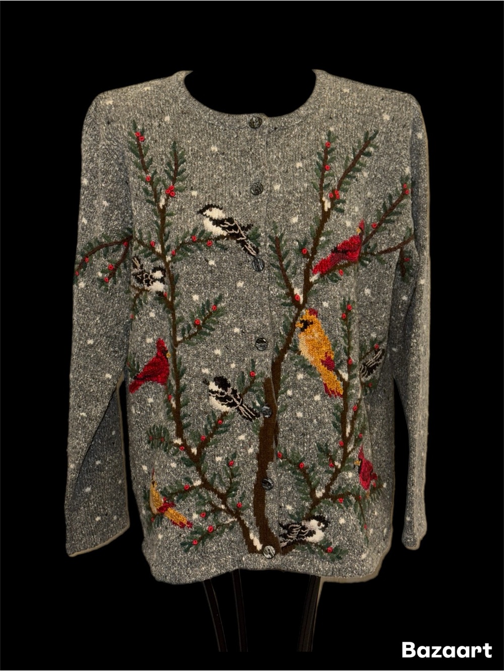 Northern Isles cardigan sweater Birds size large vintage